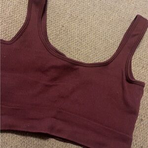 Stretch Ribbed Crop Tank -brown